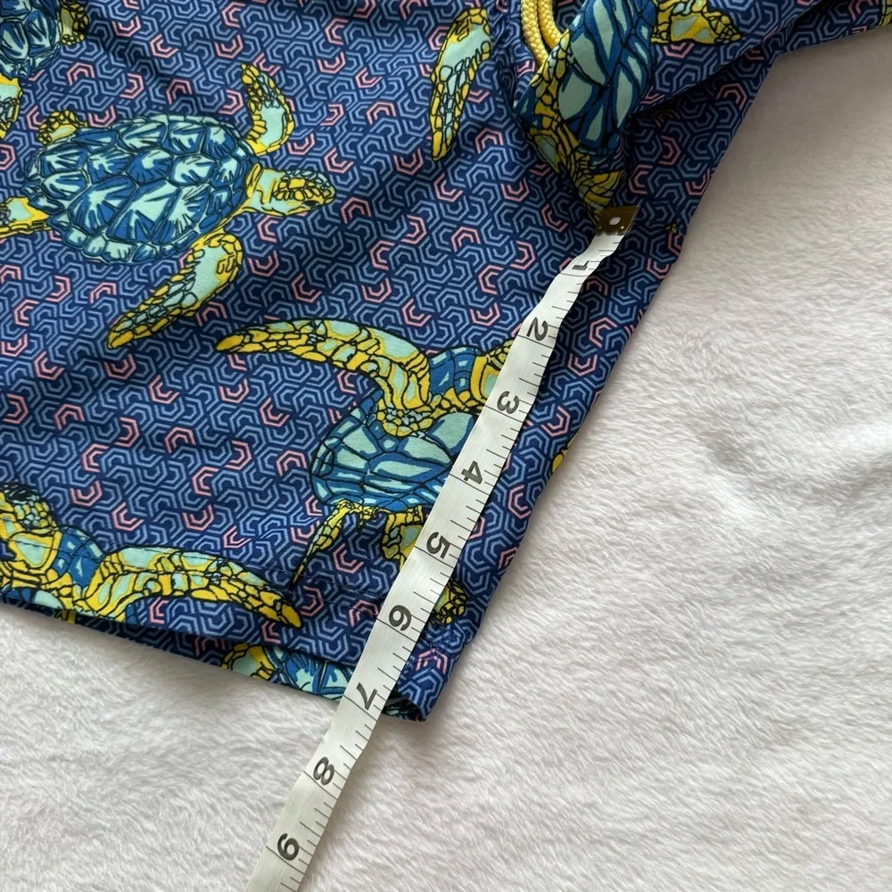 Mens Swim Trunks Turtle Print Blue and Yellow Size M Club Room Brand